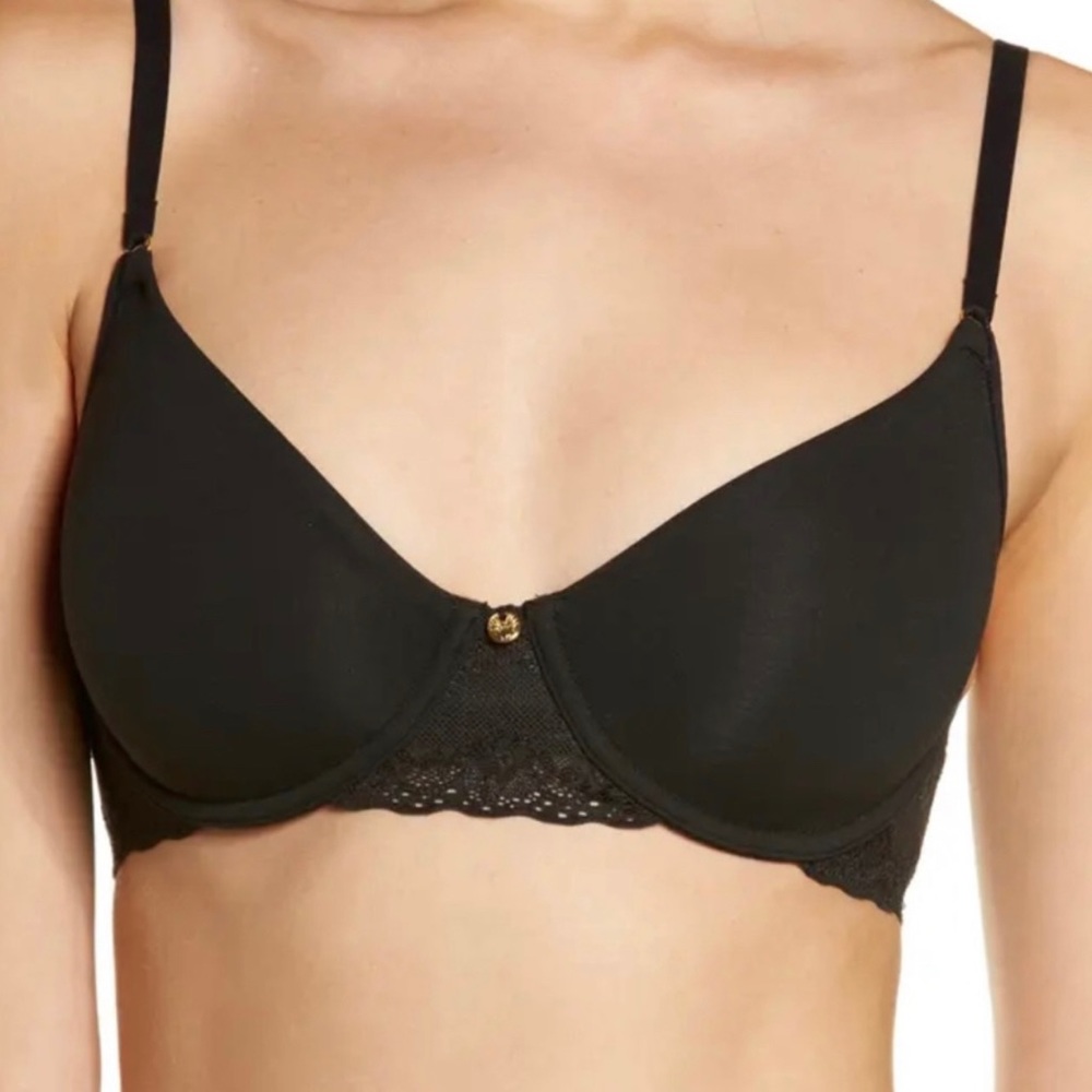 NATORI Bliss Perfection Underwire Contour Bra Black T-shirt Bra Lace Size 34D